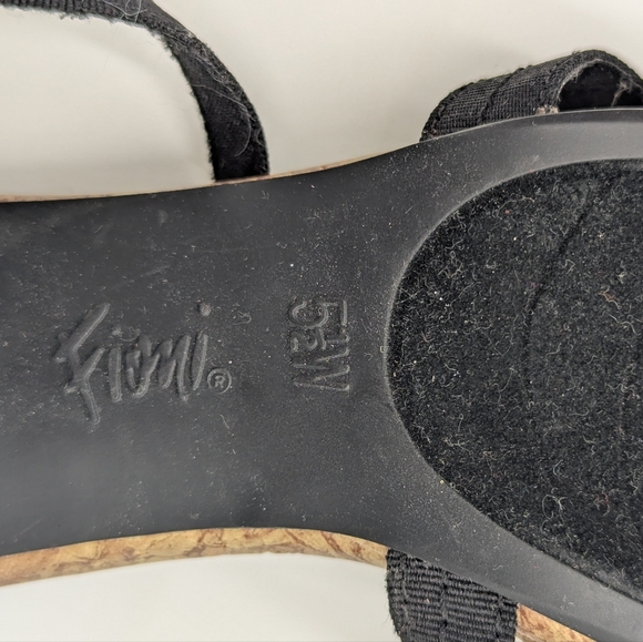 Fioni Black Bow Cork Sandals Heels Pin-Up Core Rockabilly Retro Summer 5.5W - Picture 8 of 11